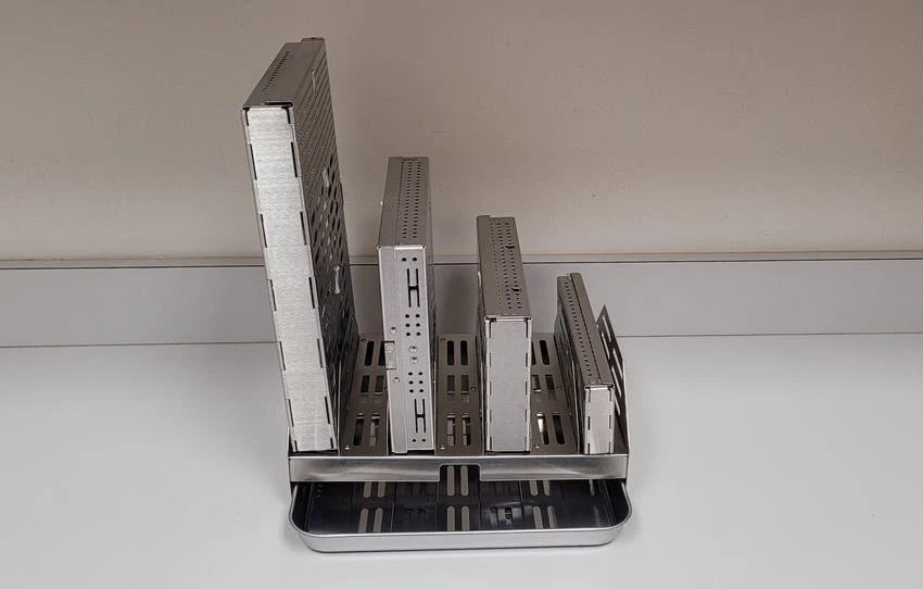 DriRak Cassette rack holding cassettes upright in individual slots